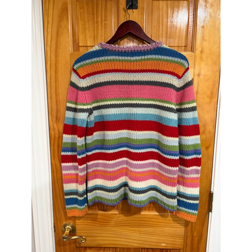 Vintage GAP 2000 Holiday Rainbow Stripe Wool Blend Crewneck Sweater XL - Picture 4 of 7